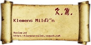 Klemens Milán névjegykártya