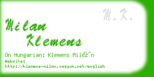 milan klemens business card